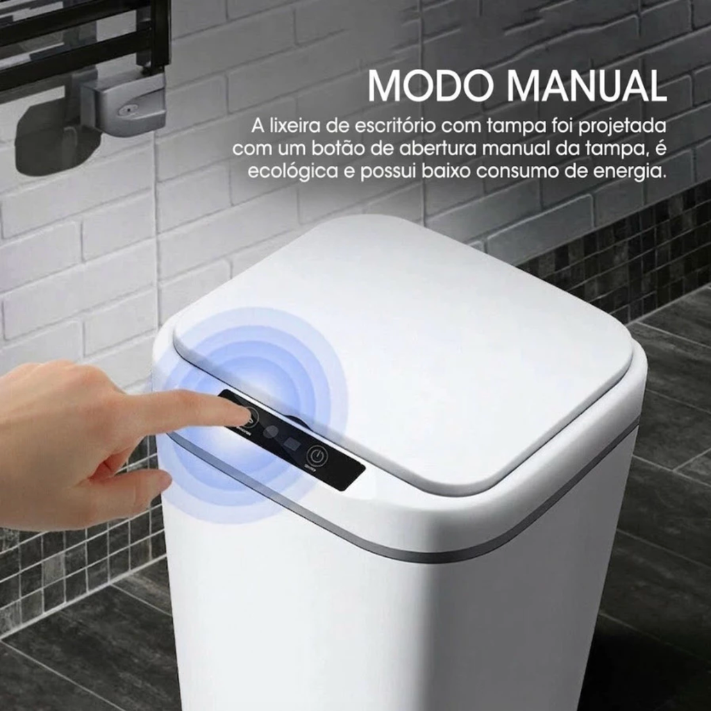 Lixeira automática 16L com tampa por sensor