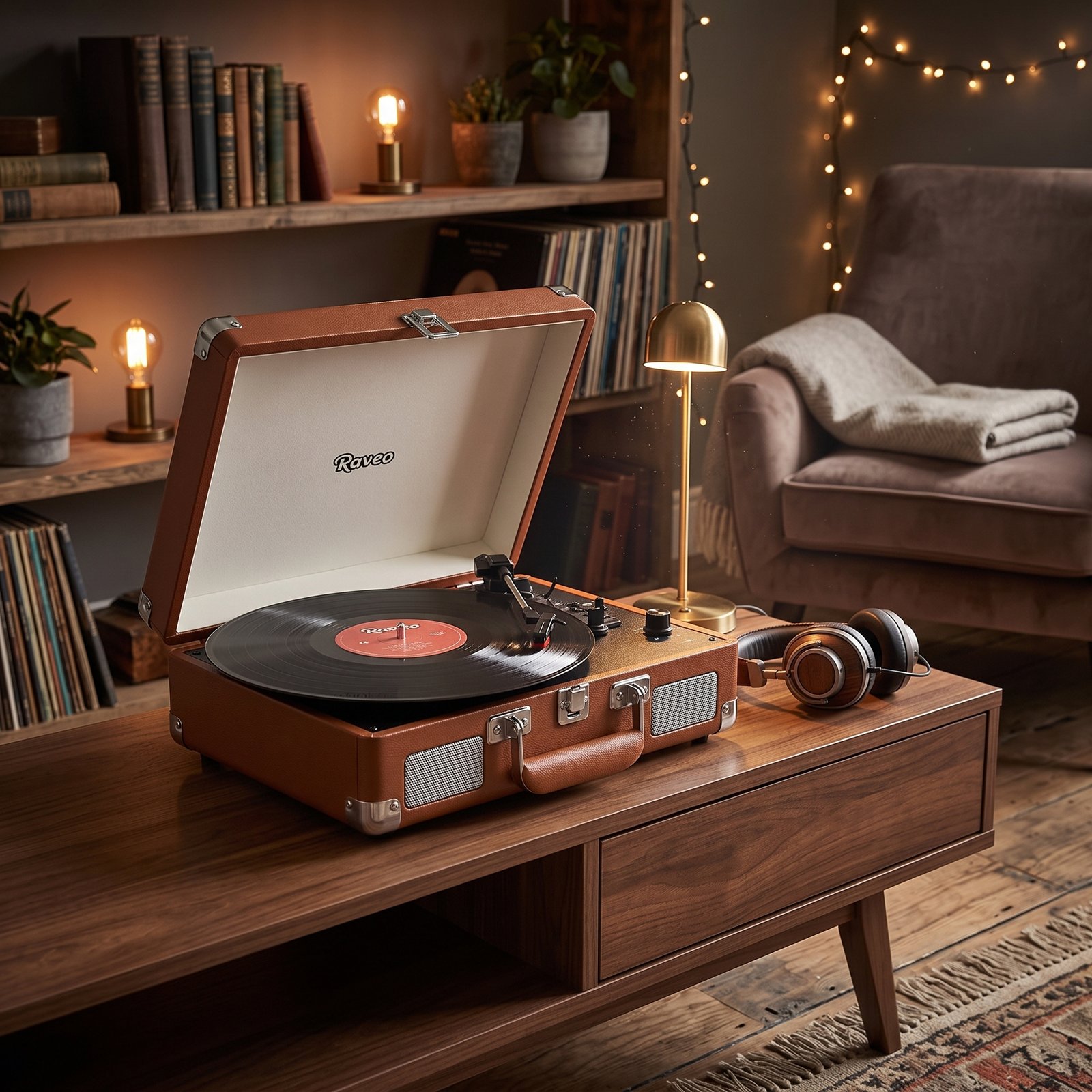 Vitrola Chrome Brown com USB e Bluetooth